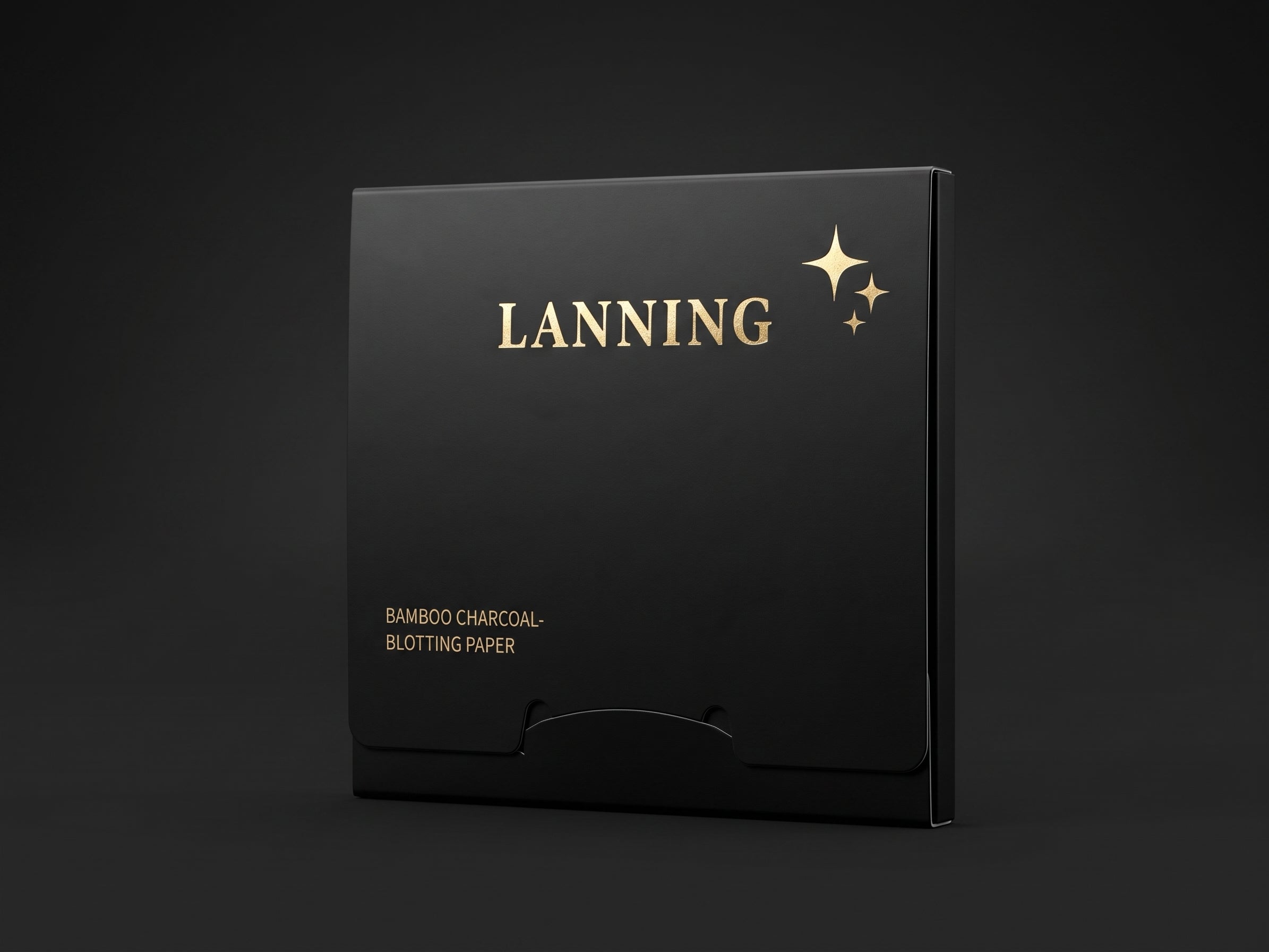 LANNING Bamboo Charcoal Blotting Paper black packaging with gold foil detail