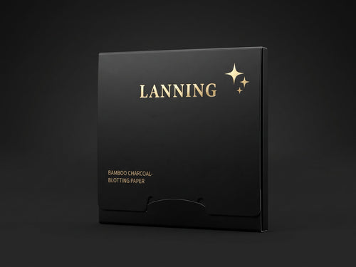 LANNING Bamboo Charcoal Blotting Paper black packaging with gold foil detail